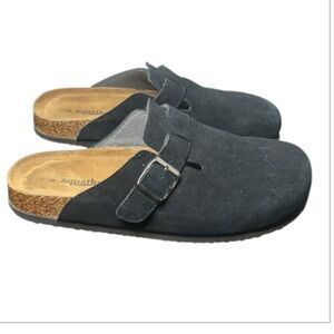 Aquatherm Black Suede Slip-On Clogs Women’s Comfort Mule Shoes Size 9